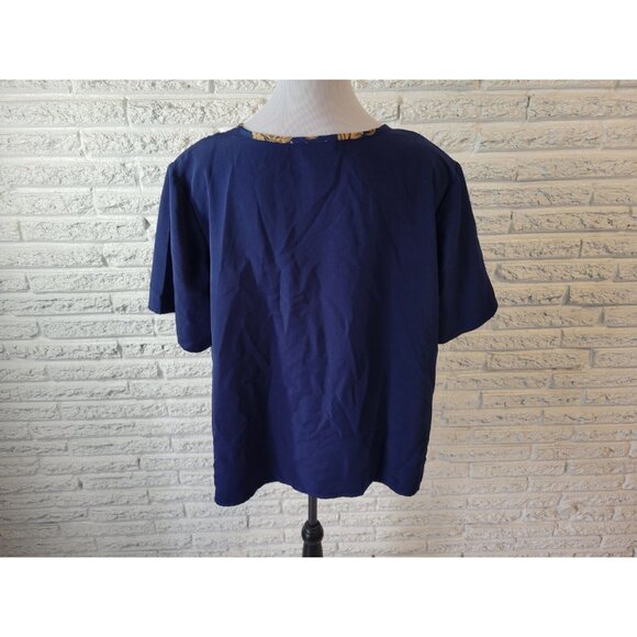Susan Graver QVC Womens Top 2X Plus Tee Blue Pullover Polyester Career BLU147E - Picture 5 of 7